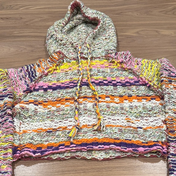 Free People Winter Bright Multicolor Hooded  Knit Sweater - XS - Picture 3 of 12